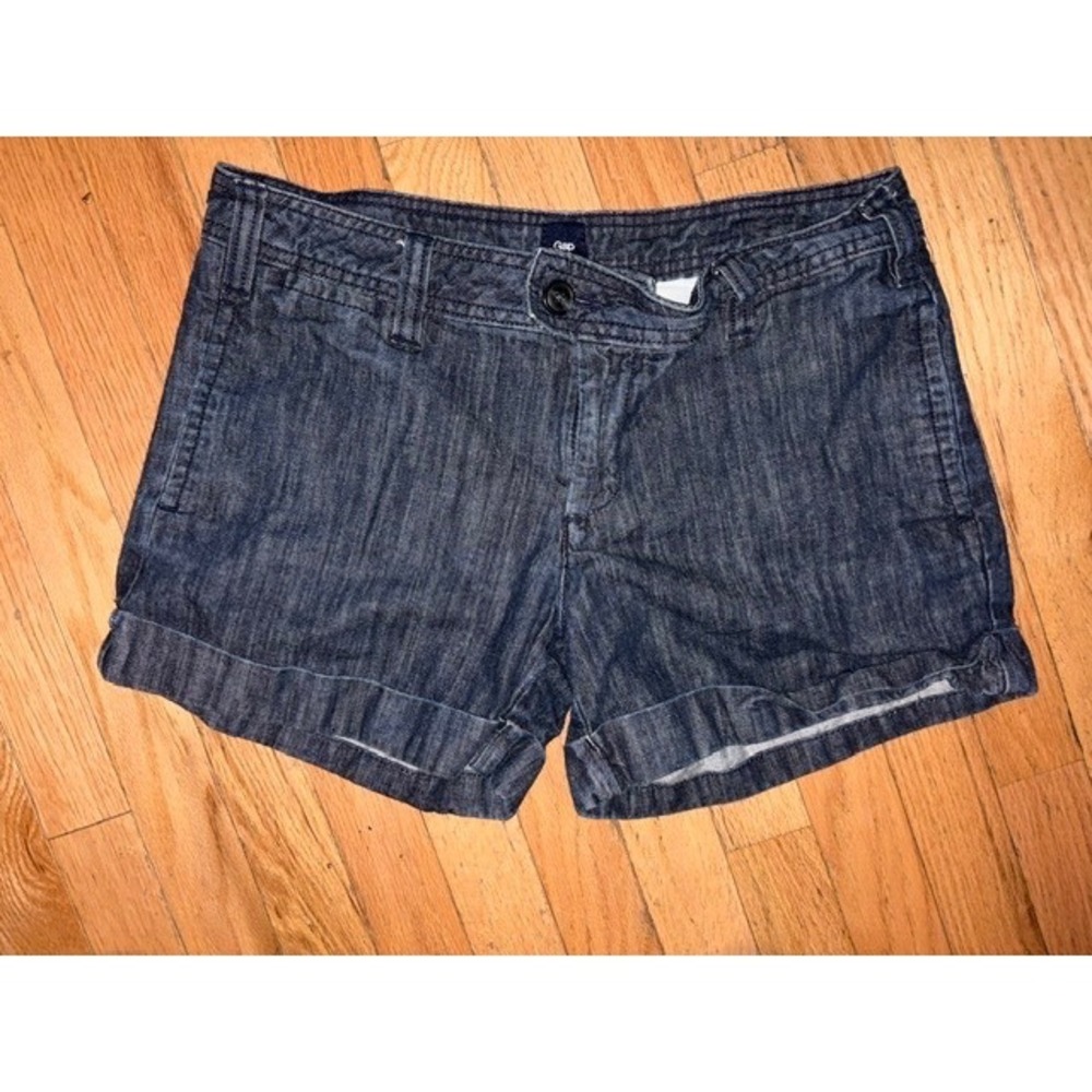 Gap Womens Dark Wash Cuffed Denim Shorts Indigo Blue Size 8 RN54023 T45-21